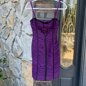 BCBG Purple Silk and Tulle Strapless Dress